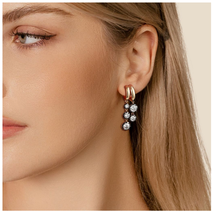 14k Yellow Gold Lab Diamond Georgian Setting 3 Drop Earrings