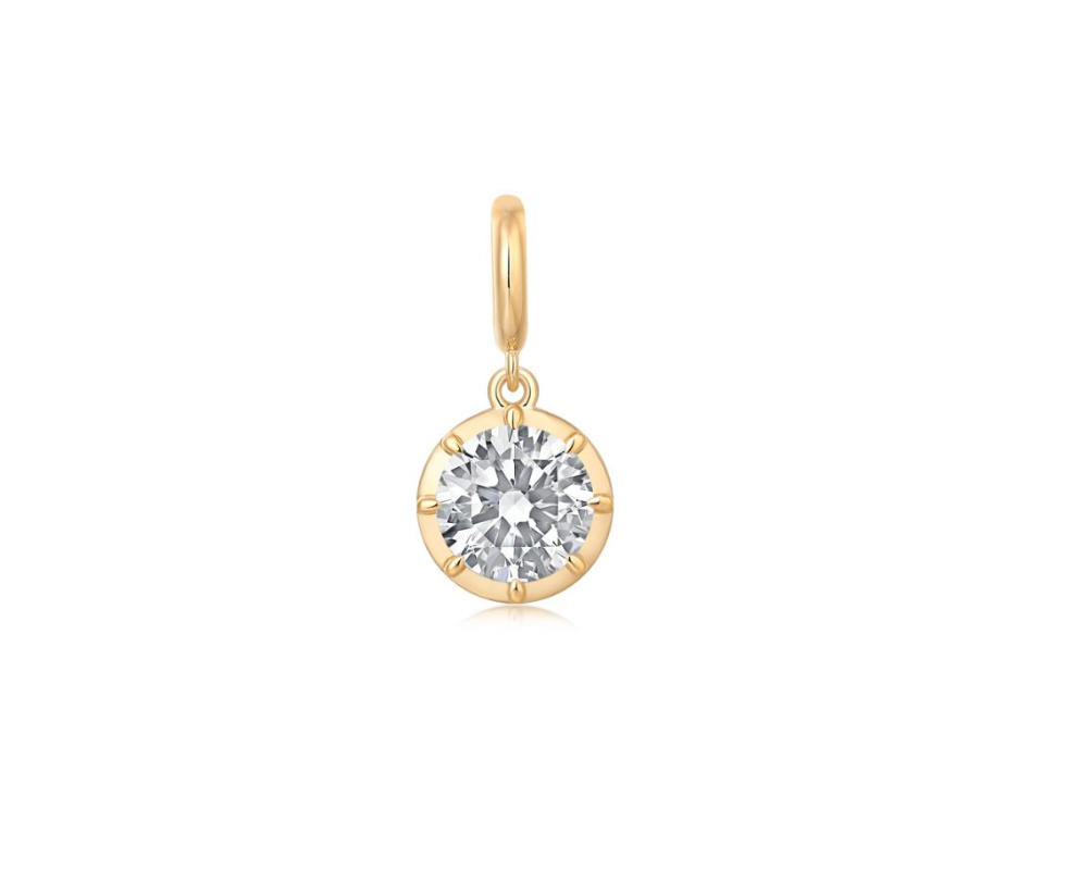 14k Yellow Gold Lab Diamond Georgian Setting Charm Openable Clasp