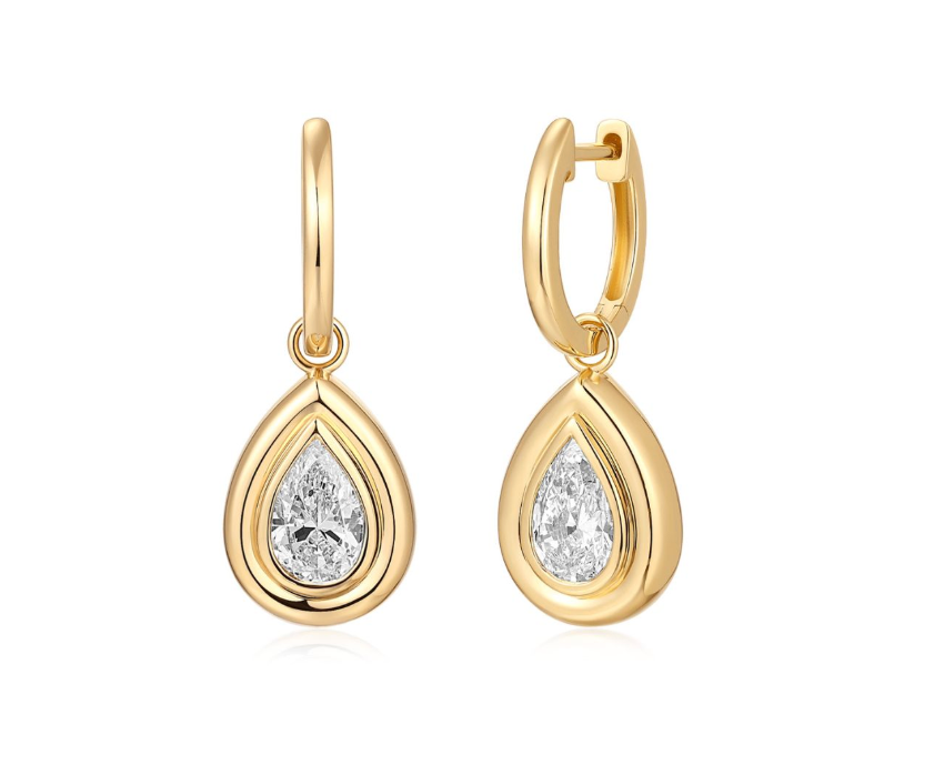 14k Yellow Gold Pear Shape Lab Diamond Earrings