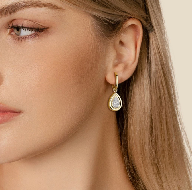 14k Yellow Gold Pear Shape Lab Diamond Earrings