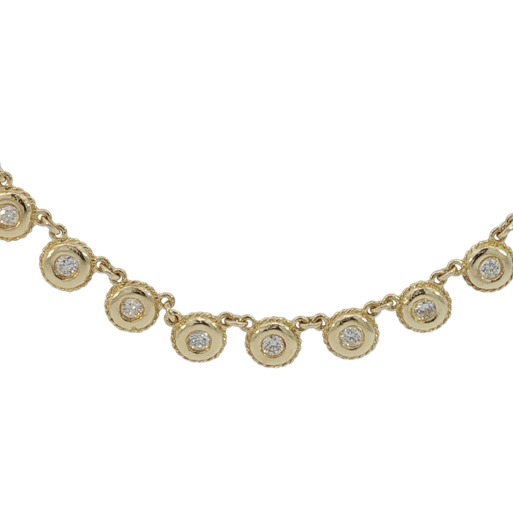 18k Yellow Gold Vintage 3 Carat Diamond Bezel Necklace