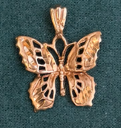 14k Yellow Gold Vintage Openwork Butterfly Charm