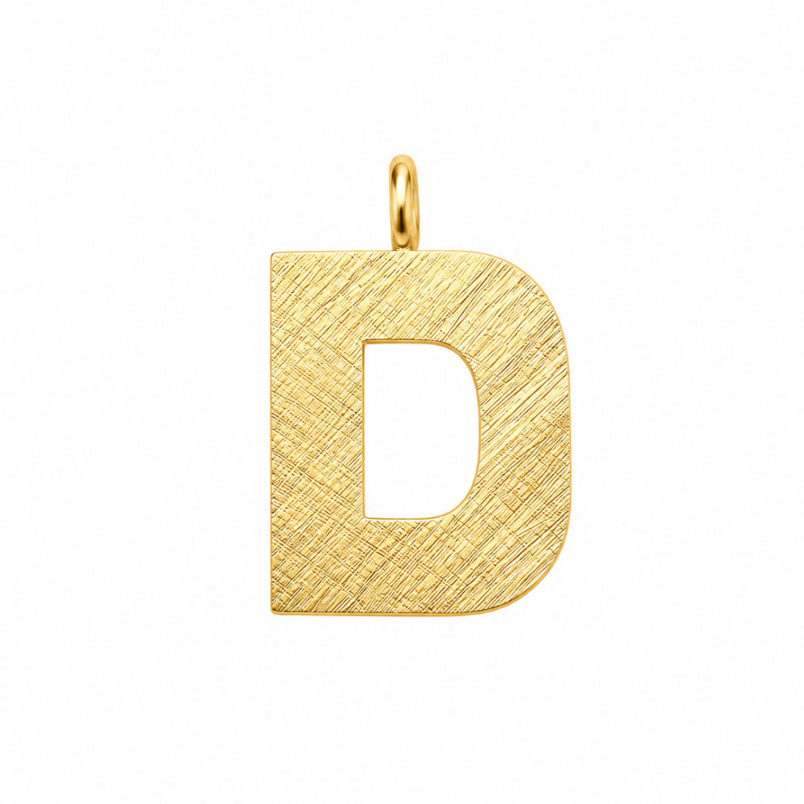 14k Yellow Gold Vintage Brushed Finish Large Letter "D" Initial Charm Pendant