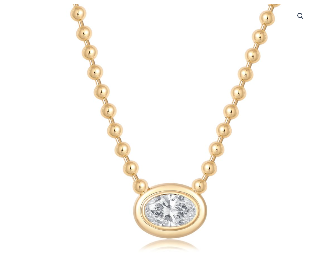 14k Yellow Gold 4 carat Lab Diamond 4mm Ball Chain Necklace
