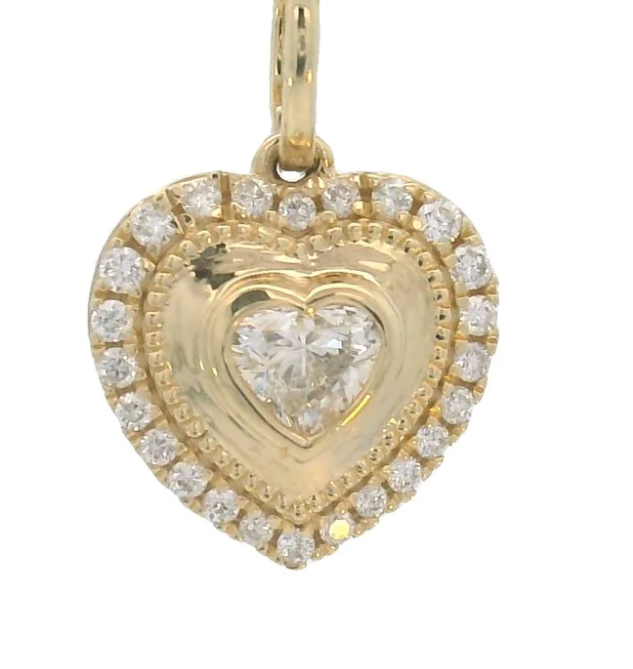 14k Yellow Gold Heart Diamond Charm Necklace