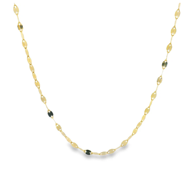 14k Yellow Gold Vintage Puffy Heart Diamond-Cut Link Necklace