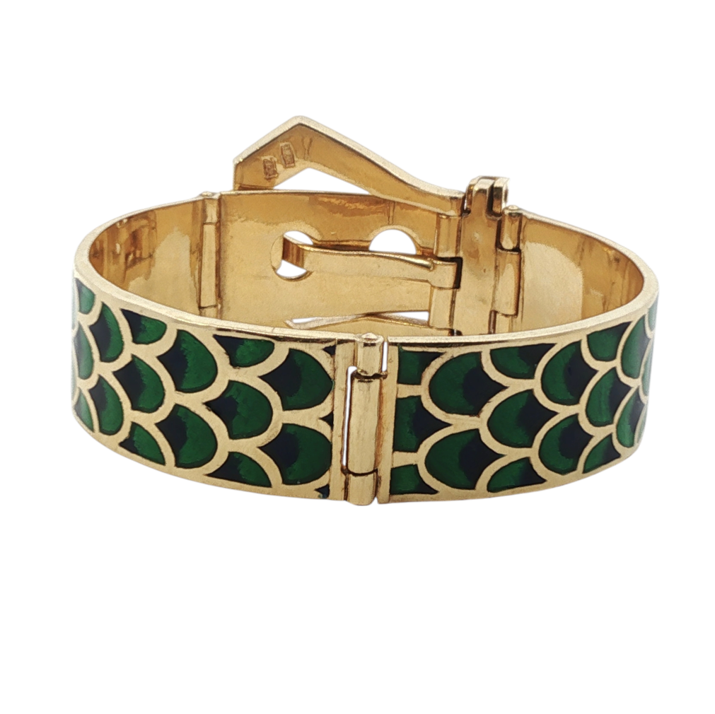 18k Yellow Gold Enamel Buckle Bracelet