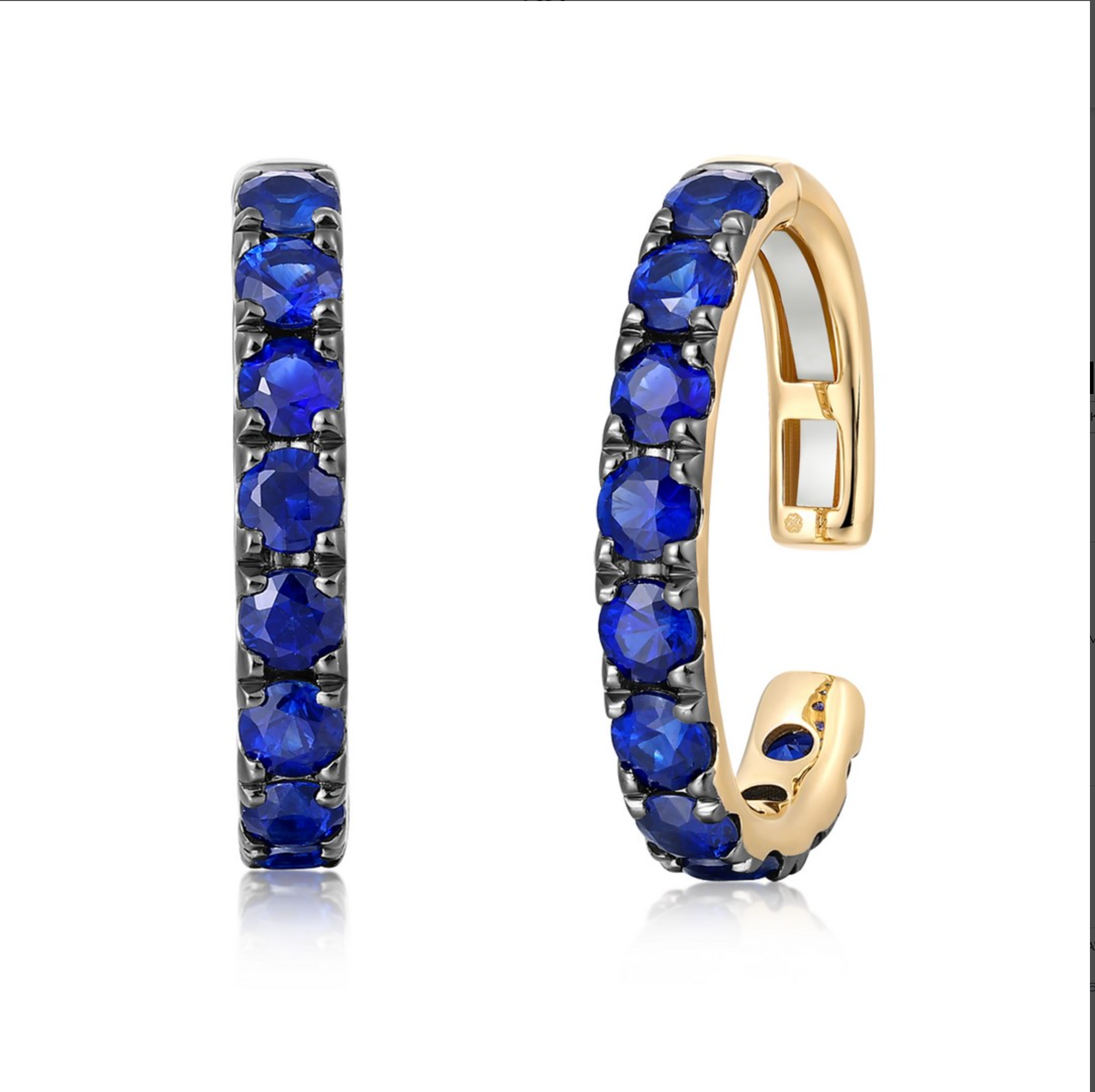 14k Yellow Gold Openable Diamond, Sapphire Ear Cuff