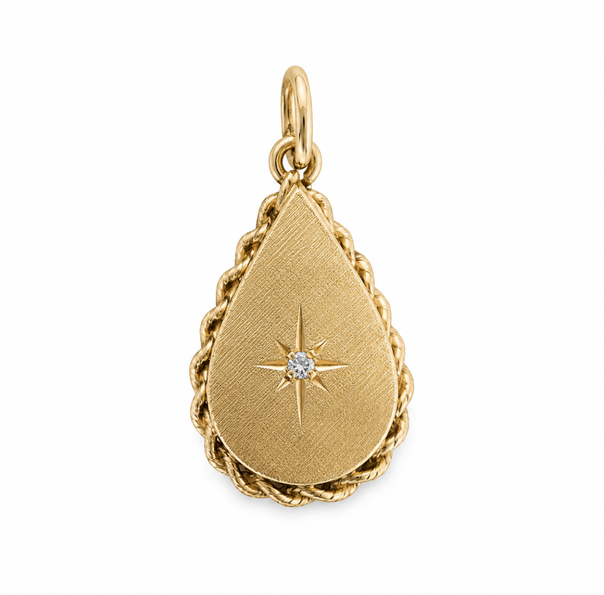 14k Yellow Gold Vintage Diamond Tear Shaped Locket