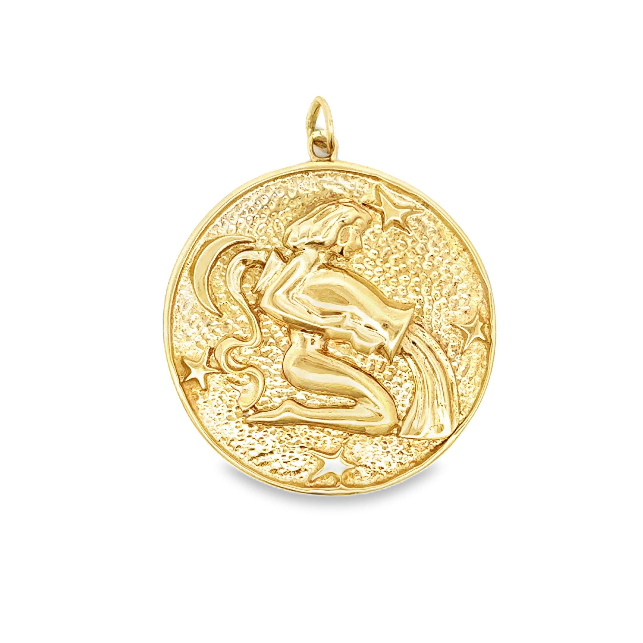 Vintage Aquarius Zodiac 14k Gold Charm