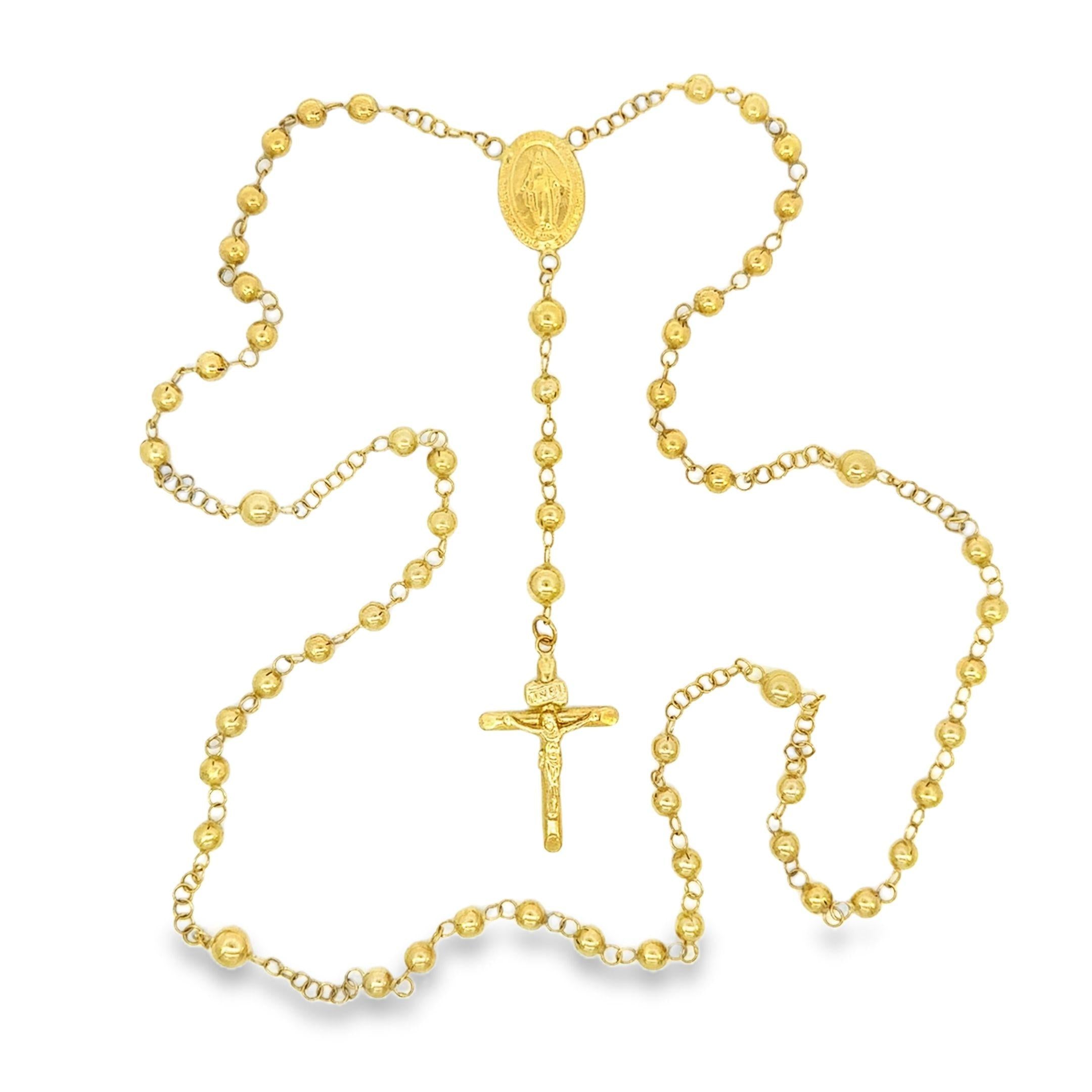 Vintage 18K Gold Cross Drop Rosary Necklace - NEEDS PRICING