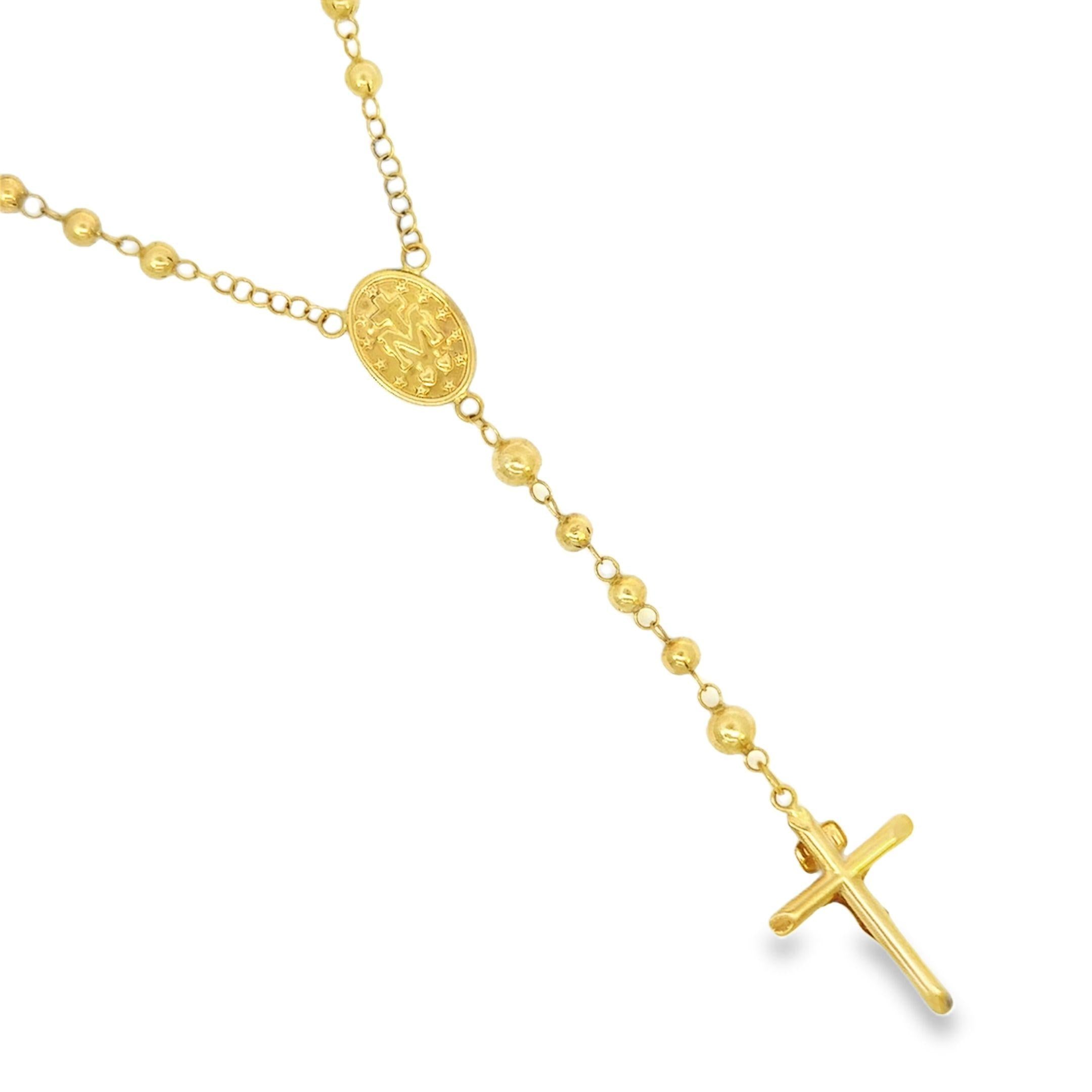 Vintage 18K Gold Cross Drop Rosary Necklace - NEEDS PRICING