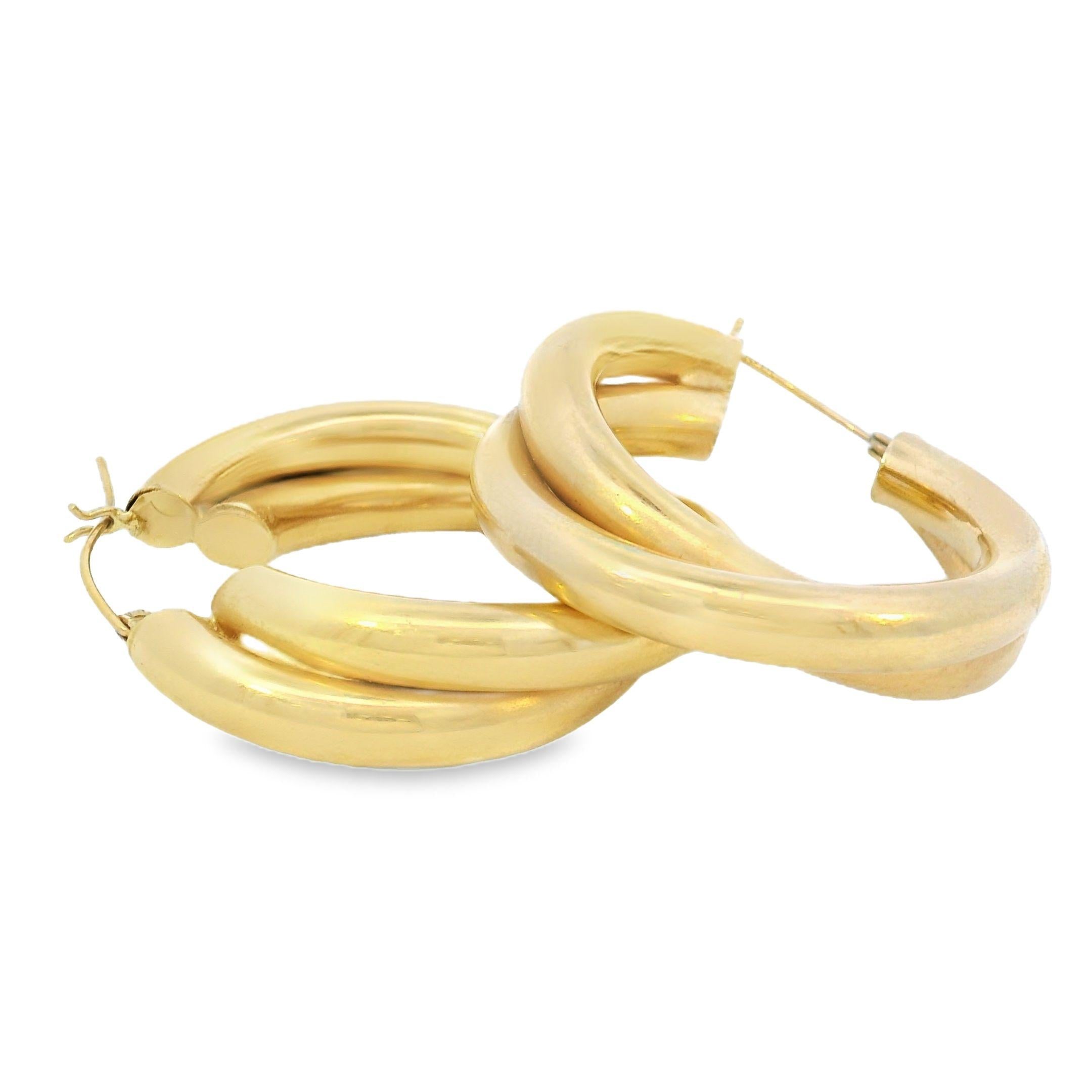 14k Yellow Gold Vintage Layered Hoops