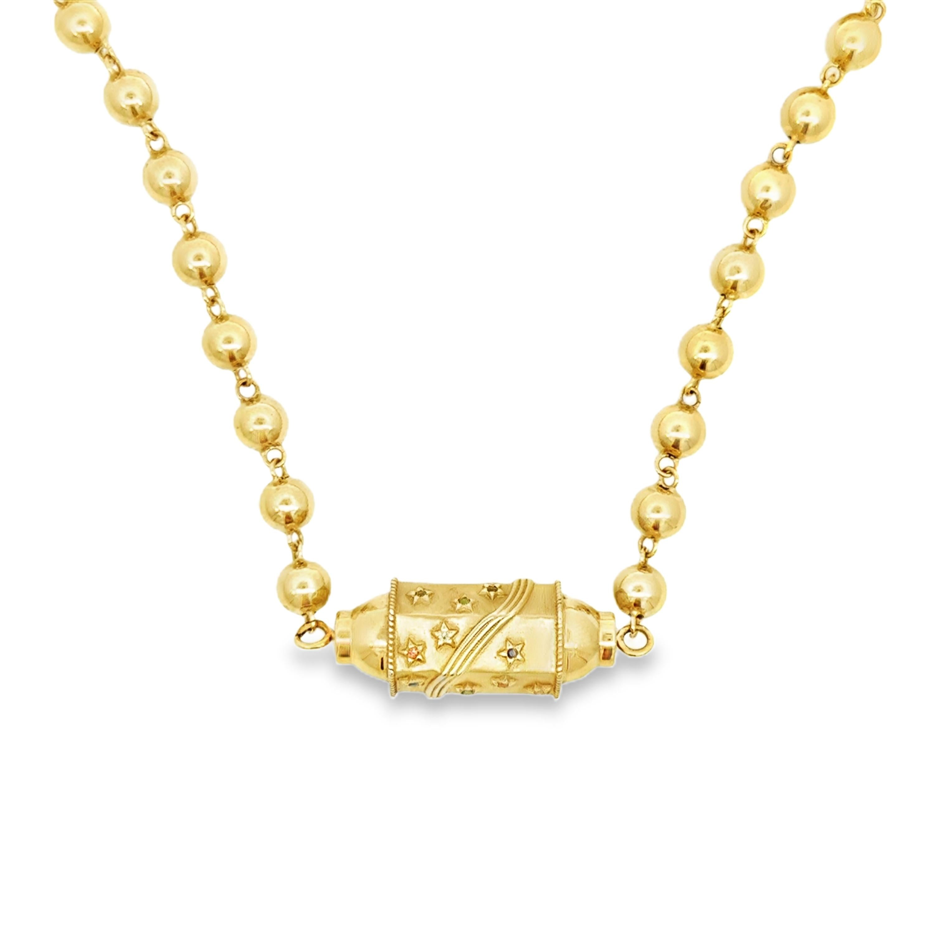 14k Yellow Gold 17.5" Ball Chain with Pendant