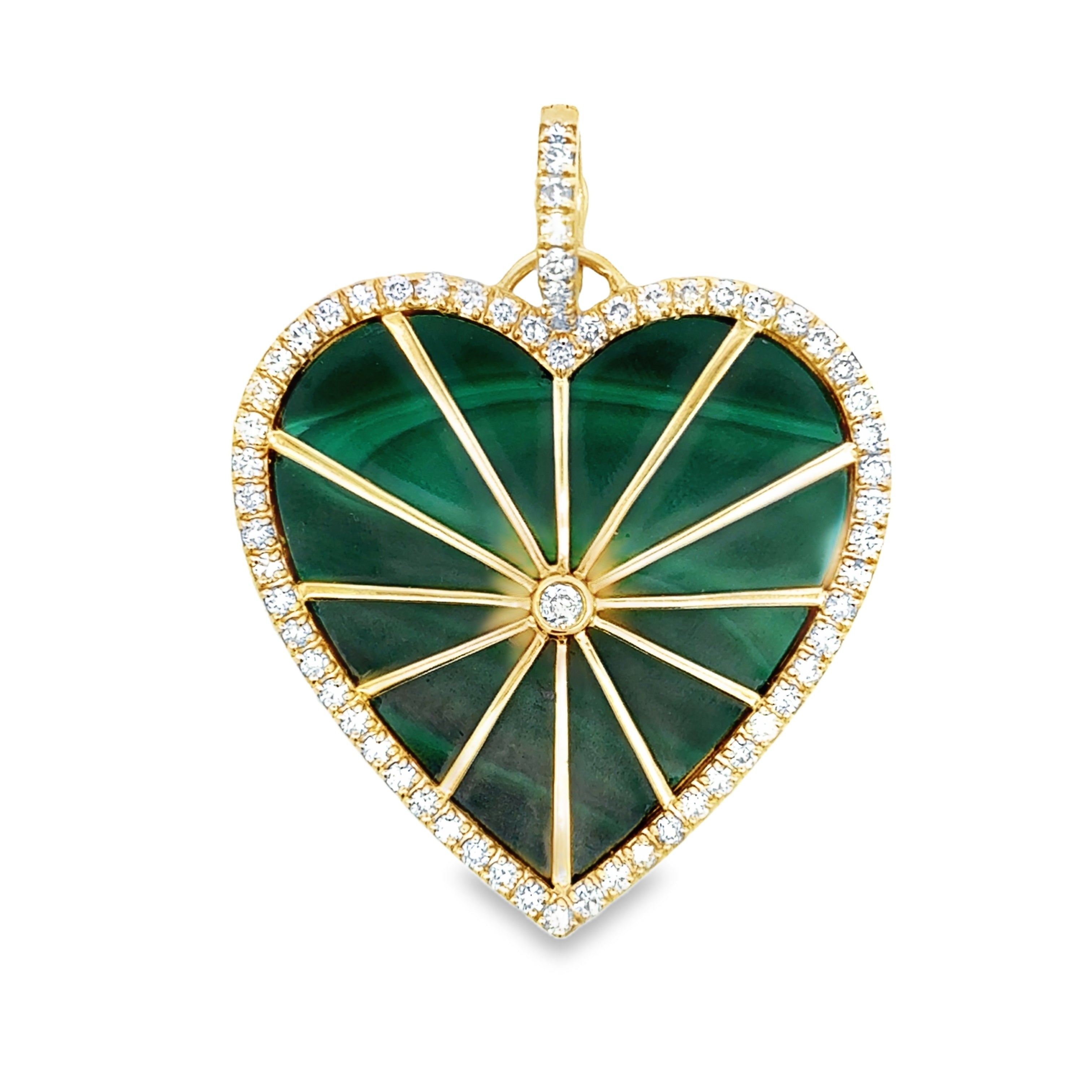 14k Yellow Gold Diamond Gemstone Jumbo Heart Charm with Openable Clasp