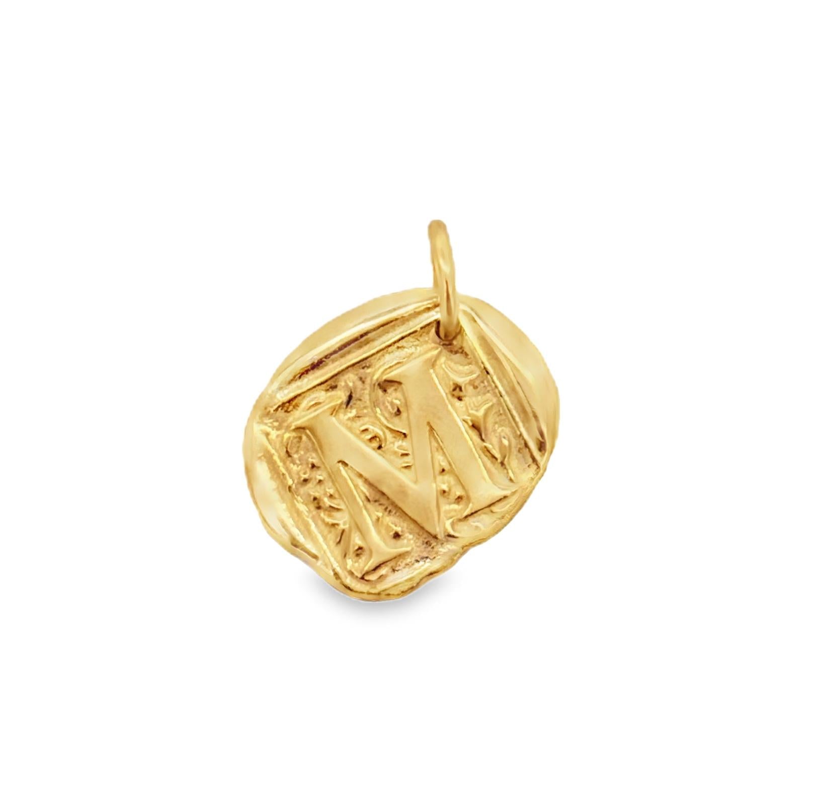 18k Yellow Gold Vintage 'M' Charm