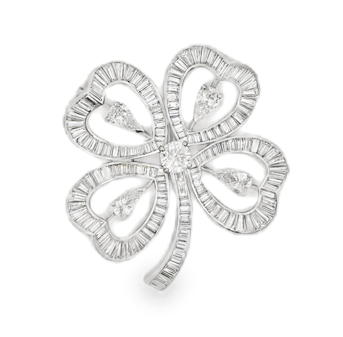 Platinum 6.3ct Diamond Vintage Clover Charm