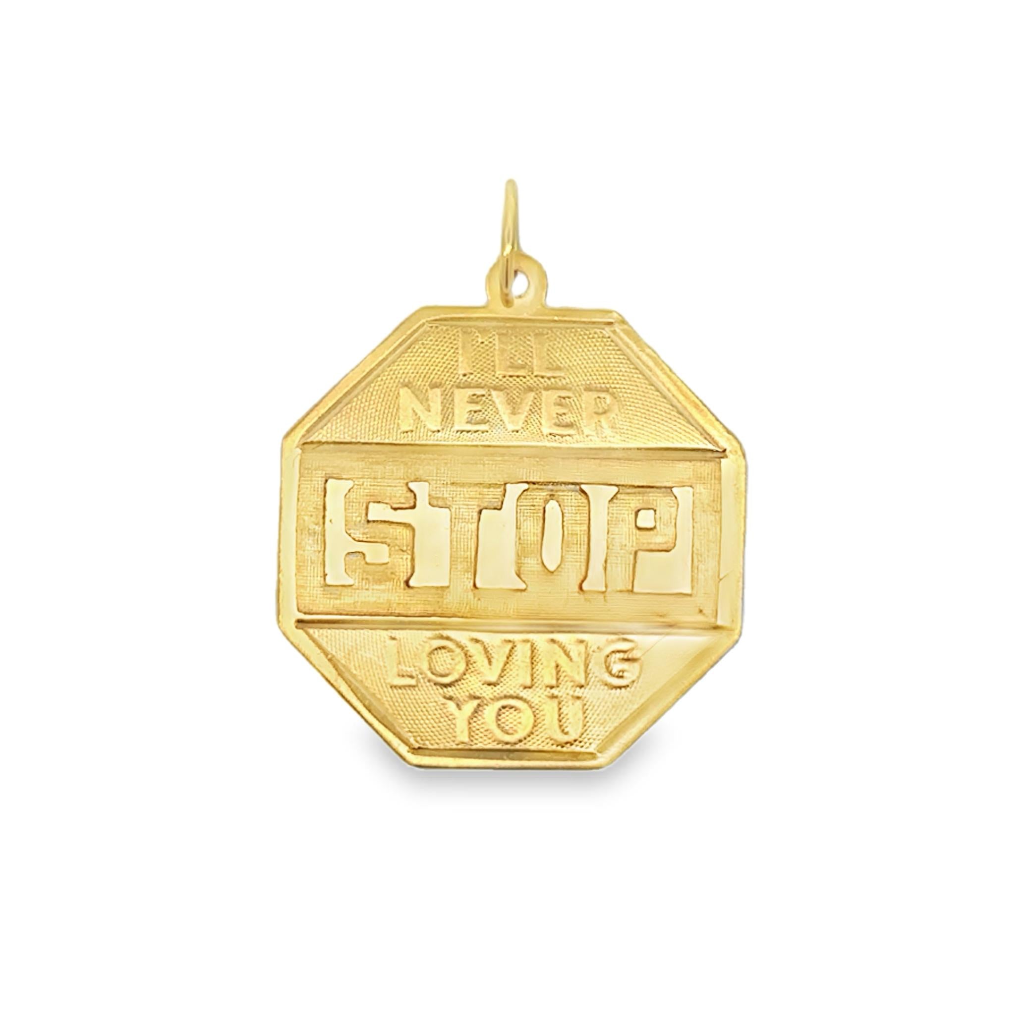 14k Yellow Gold Vintage "I'll Never Stop Loving You" Charm