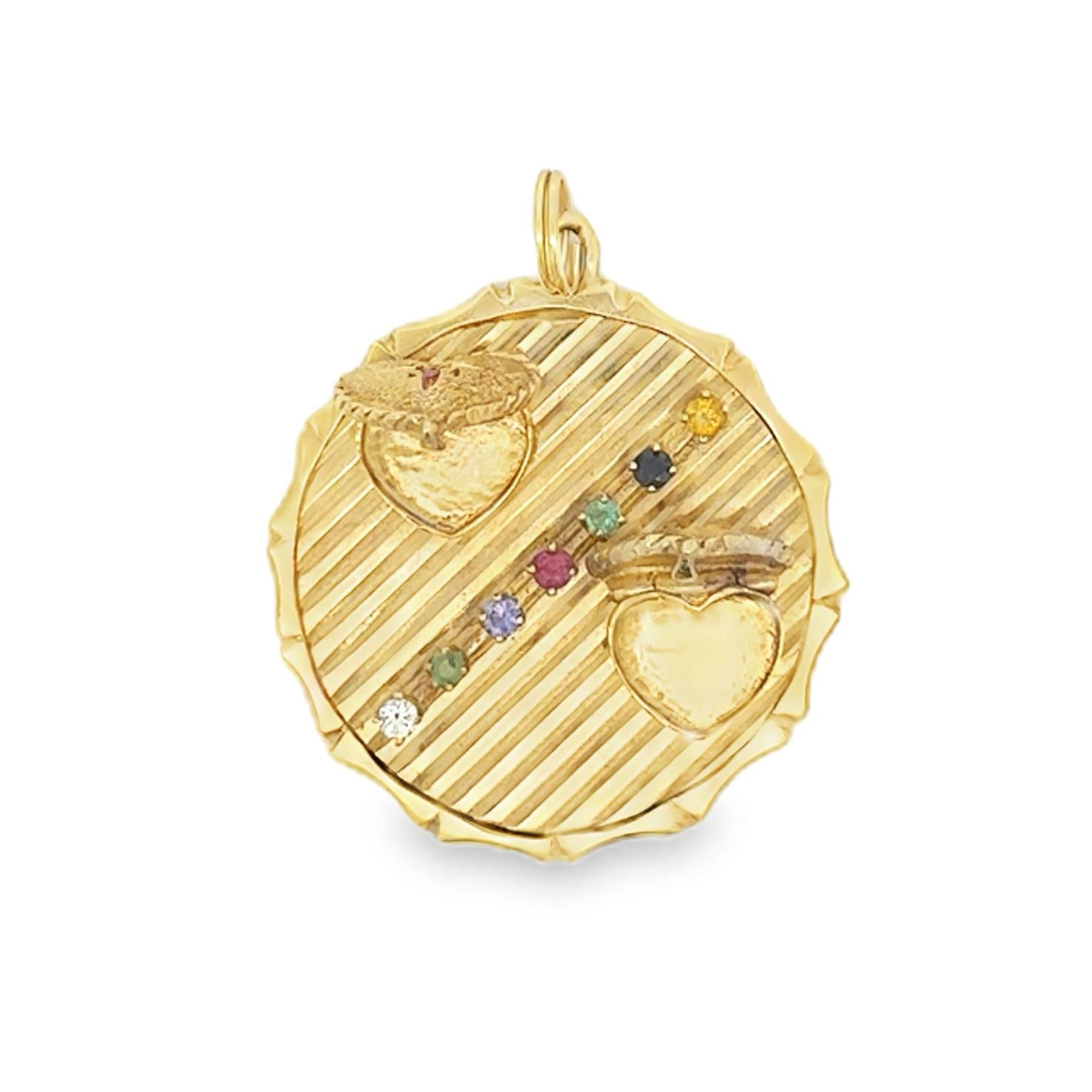 14k Yellow Gold Vintage 1960s Heart Locket Charm