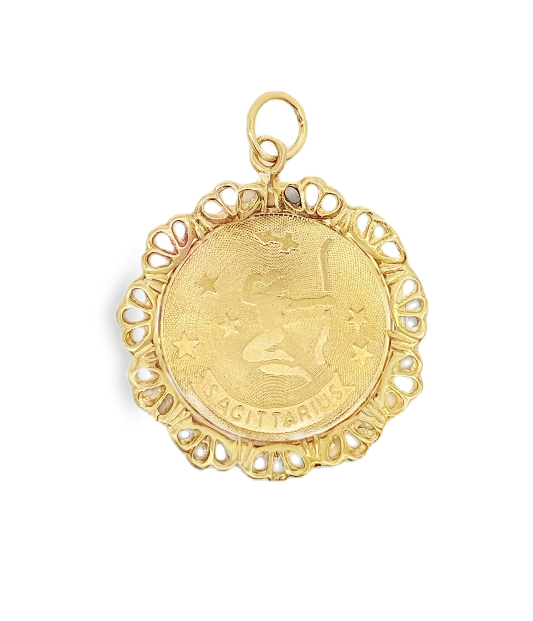 14k Gold Vintage Sagittarius Zodiac Charm