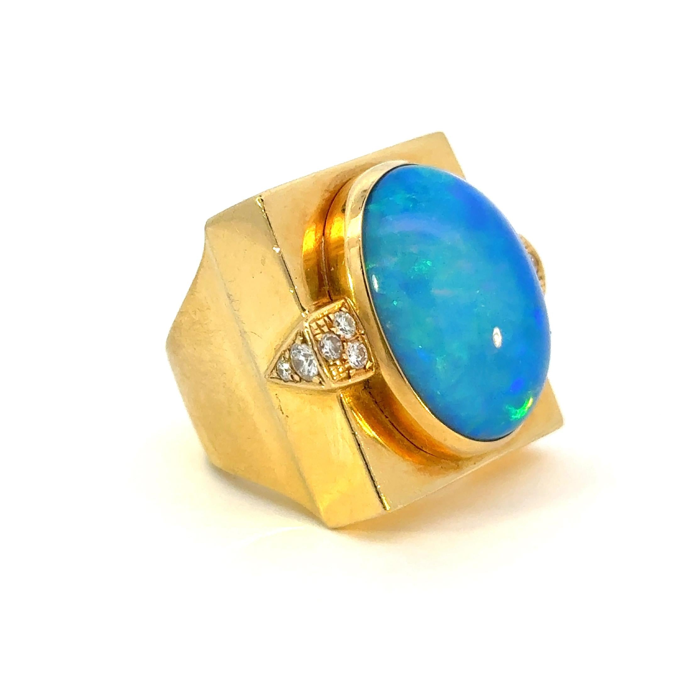 18K Yellow Gold Opal and Diamond Vintage Ring - NEEDS PRICE