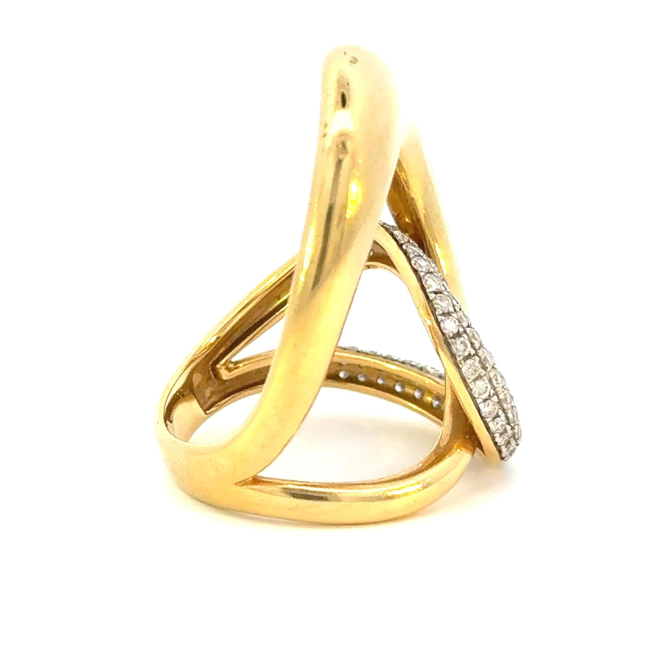 18k Yellow Gold and Diamond Vintage Swirl Ring