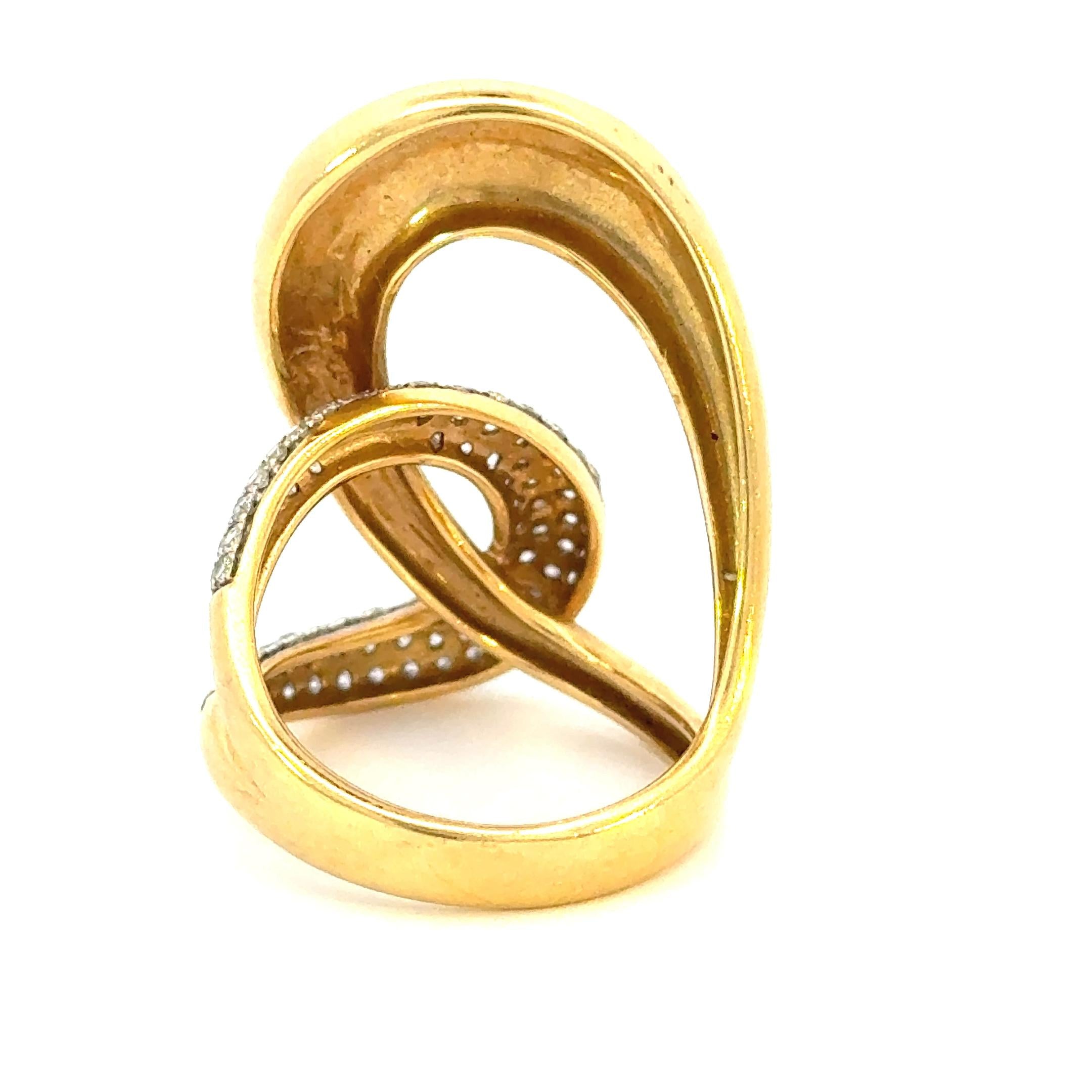 18k Yellow Gold and Diamond Vintage Swirl Ring