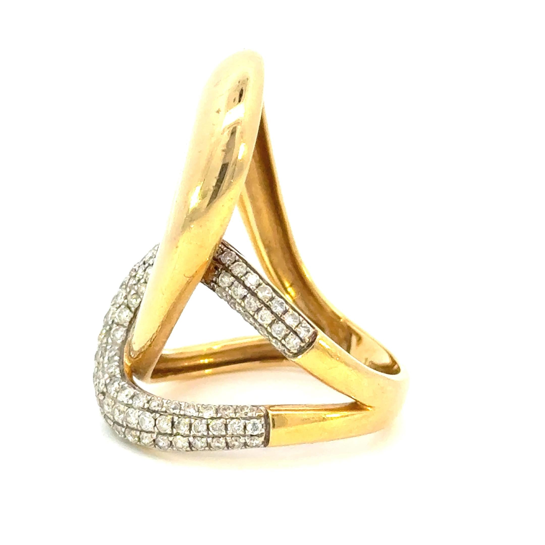 18k Yellow Gold and Diamond Vintage Swirl Ring