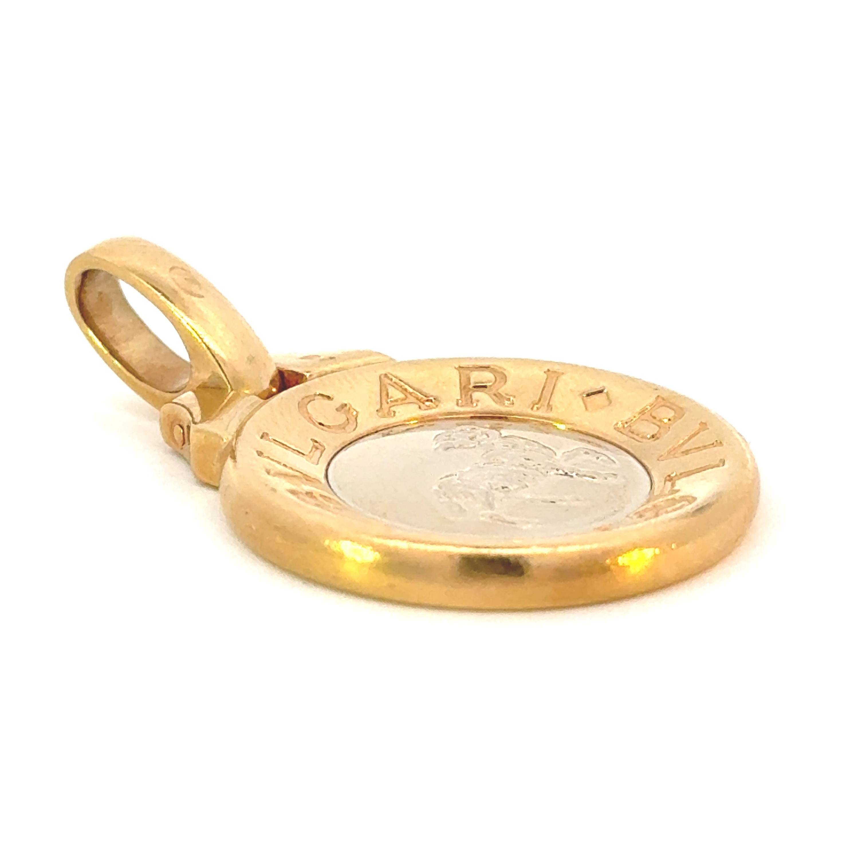 18k Yellow Gold Vintage Bulgari Aries Ram and Steel Pendant