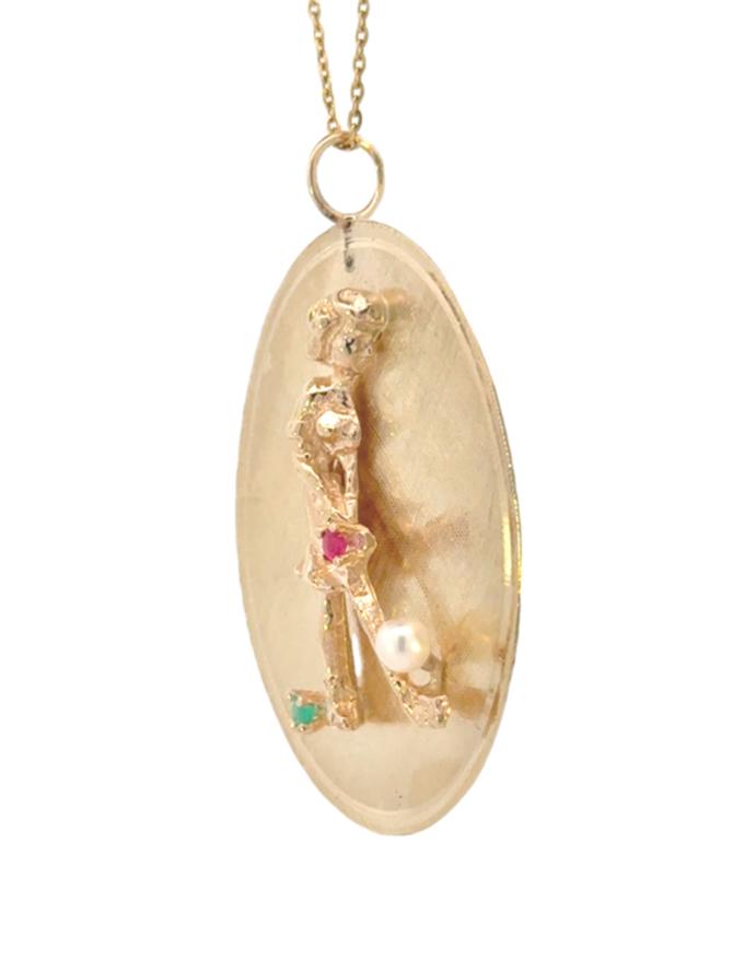 14k Yellow Gold Vintage Golfer Charm