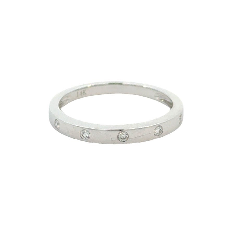 14k White Gold and Diamond Stacking Ring