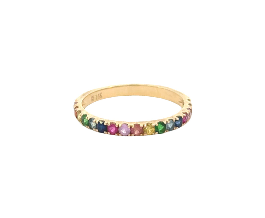 14k Yellow Gold Multi- Sapphire Stacking Ring
