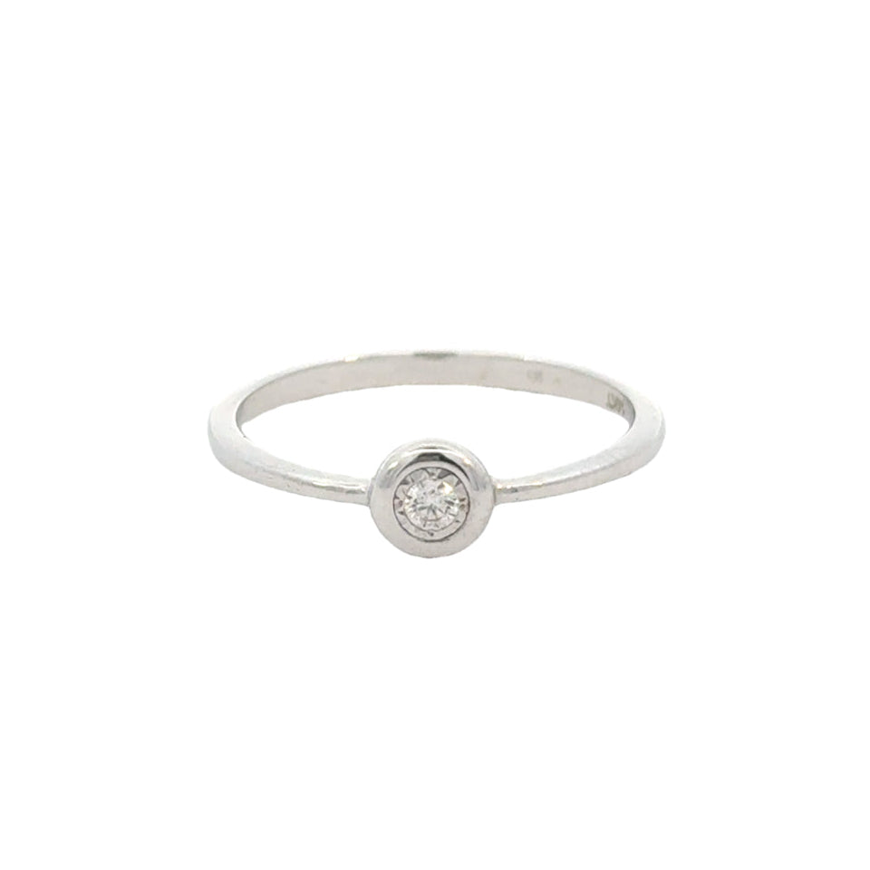 14k White Gold and Diamond Stacking Ring
