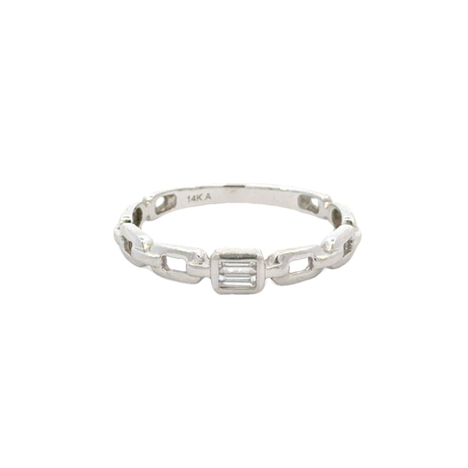 14k White Gold and Diamond Stacking Ring
