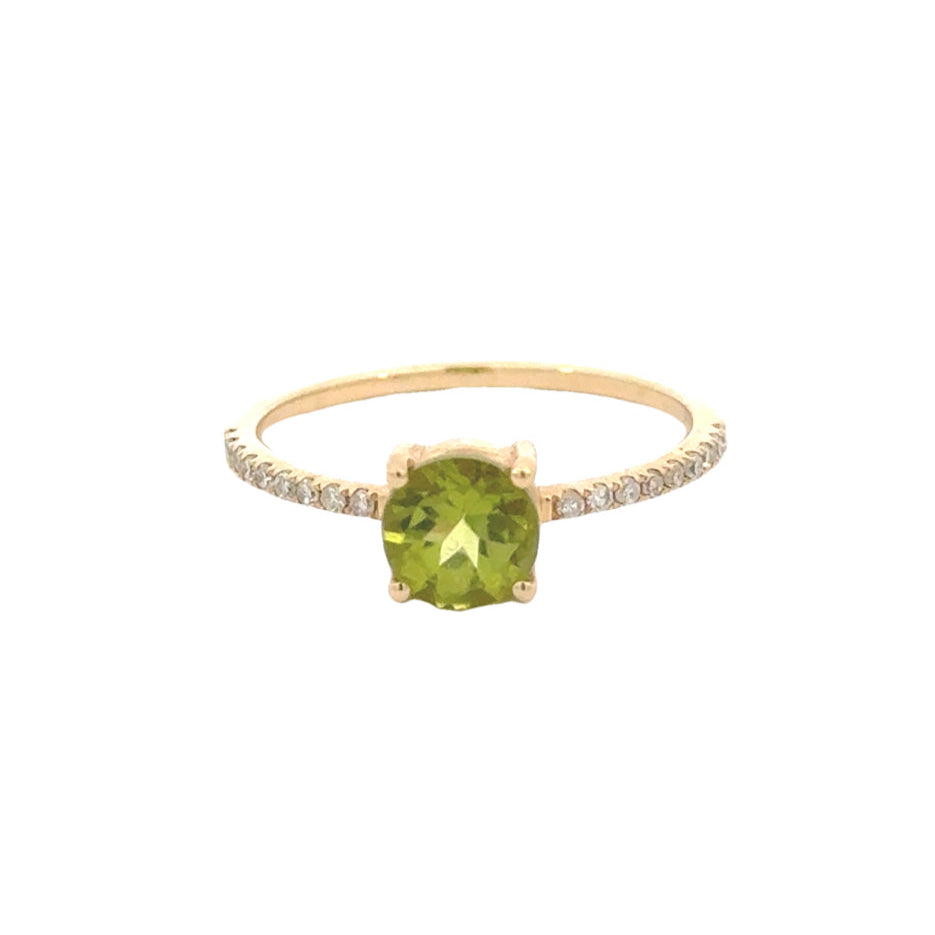 14k Yellow Gold Gemstone and Diamond Stacking Ring
