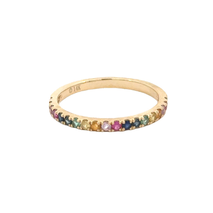 14k Yellow Gold Multi-Gemstone Stacking Ring