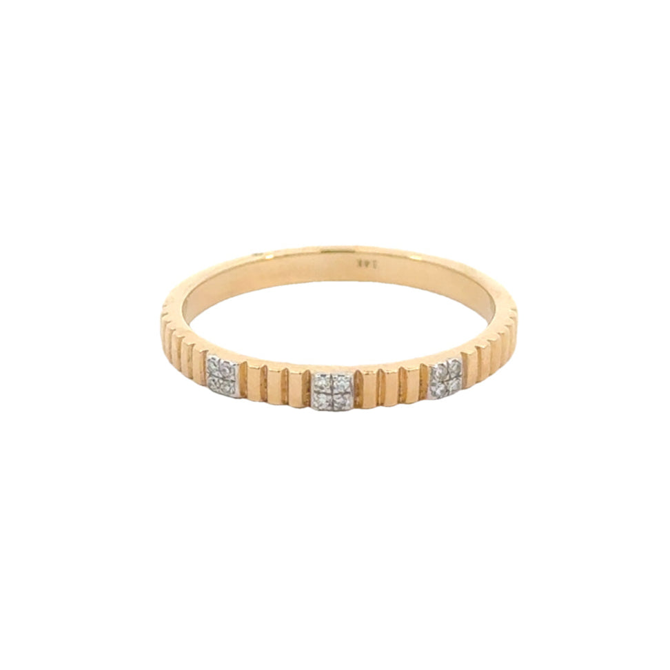 14k Yellow Gold and Diamond Stacking Ring