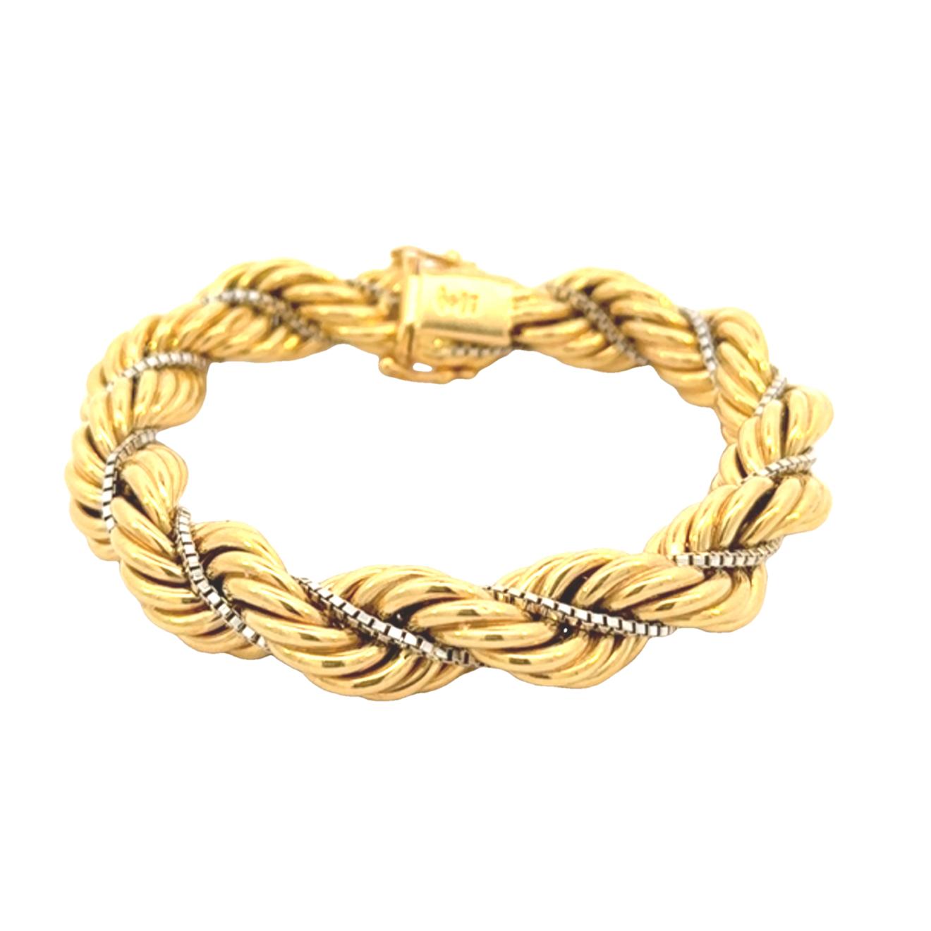 18k Yellow and White Gold Twisted Rope Bracelet