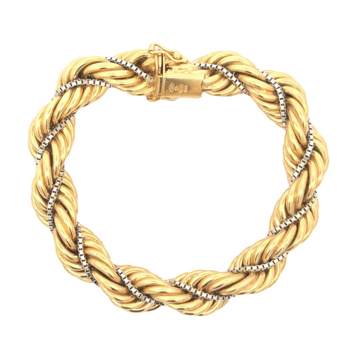 18k Yellow and White Gold Twisted Rope Bracelet