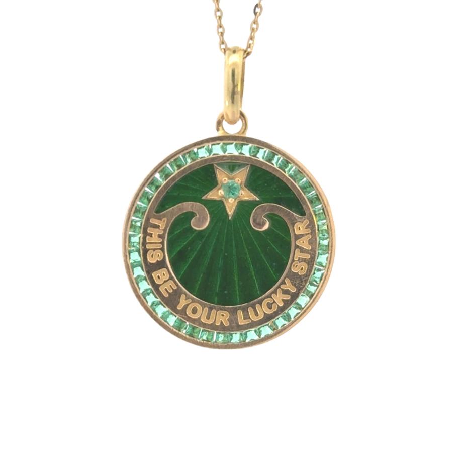 18k Yellow Gold French "This be your lucky star" Charm