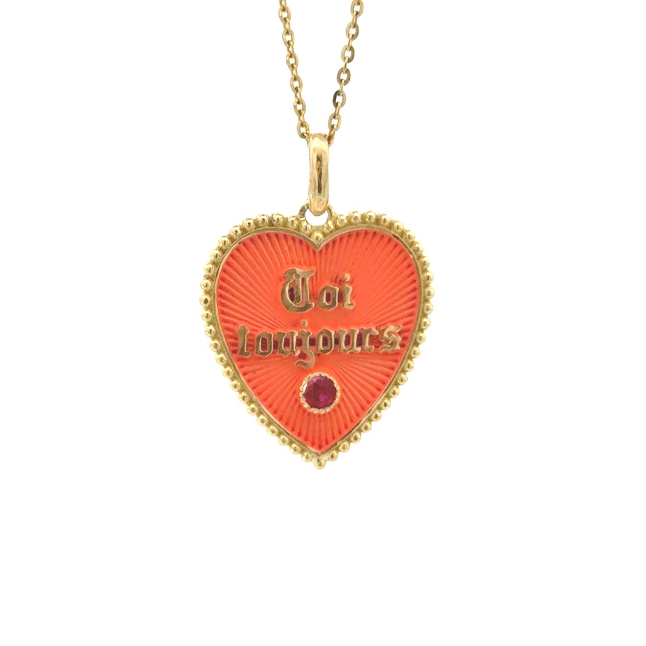 18k Yellow Gold Toi Toujours French Heart Charm