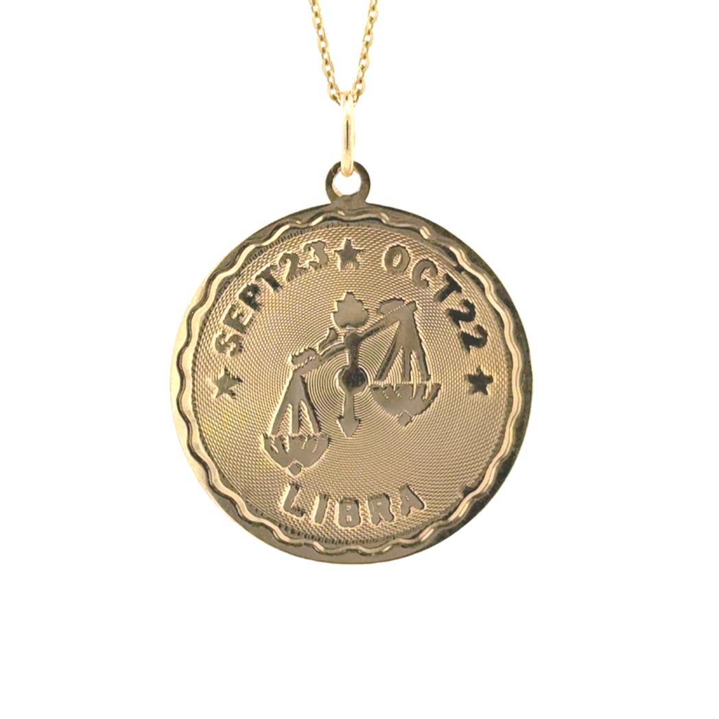 14k Yellow Gold Vintage Libra Zodiac Charm 11