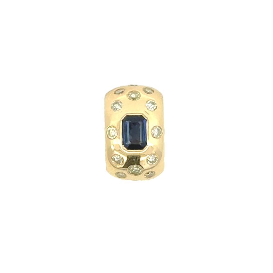 Dije espaciador grande de esmeralda y diamante rondel de 14 k