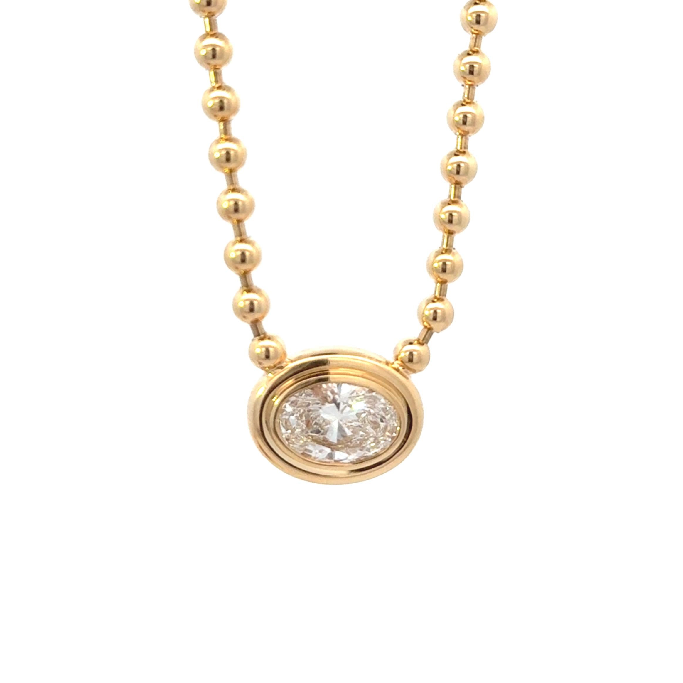 14k Yellow Gold 3.1 ct diamond ball chain necklace