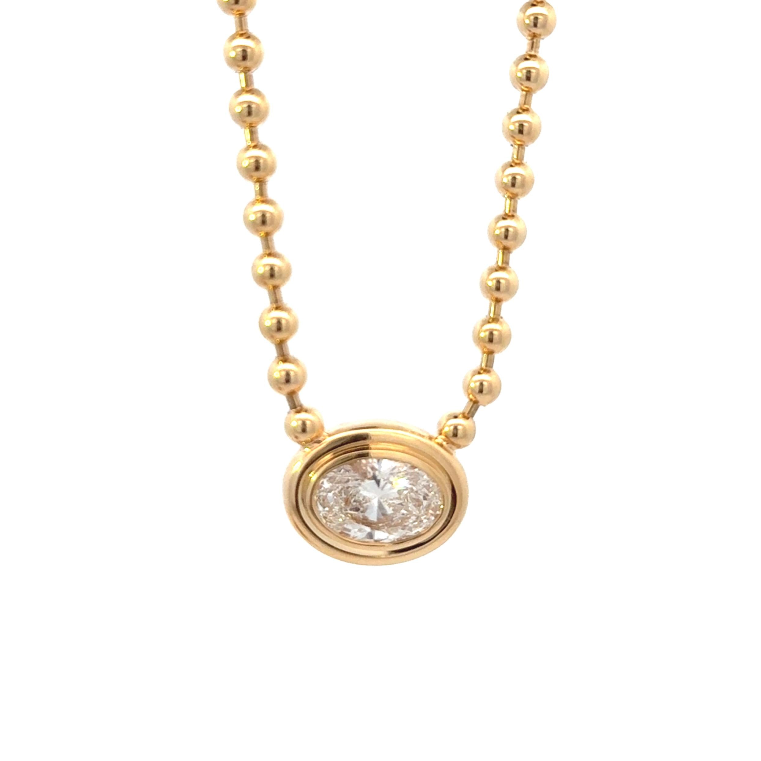 14k Yellow Gold 4.07ct Diamond 4mm Ball Chain Necklace