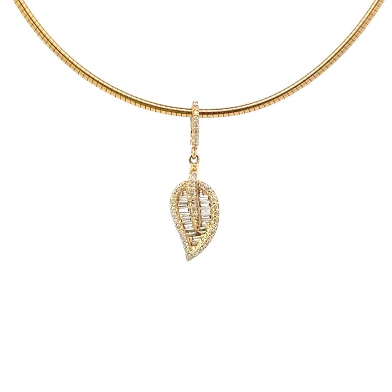 14k Yellow Gold Diamond Leaf Charm