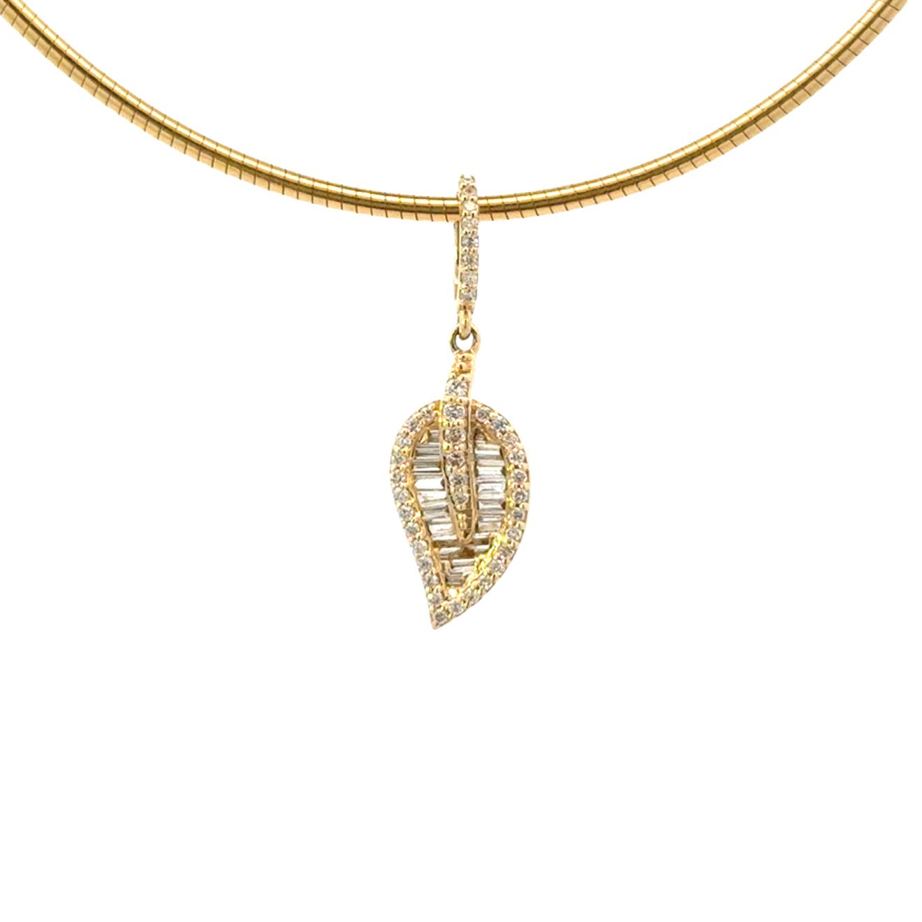 14k Yellow Gold Diamond Leaf Charm