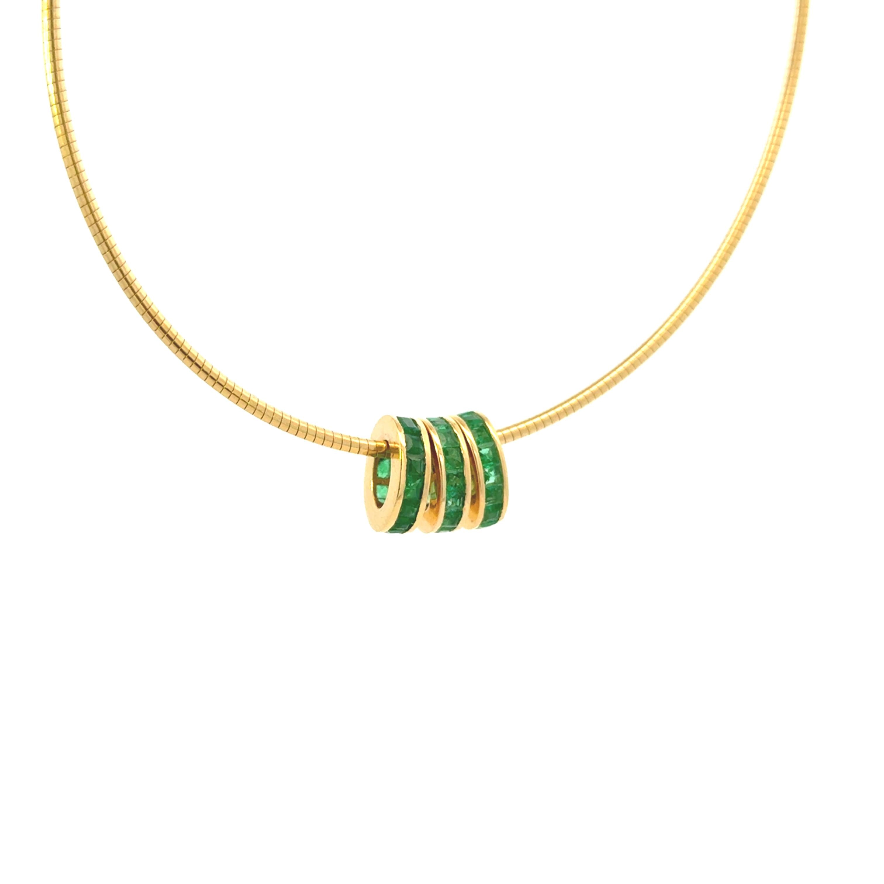 14k Yellow Gold Emerald Rondel Spacer Charm