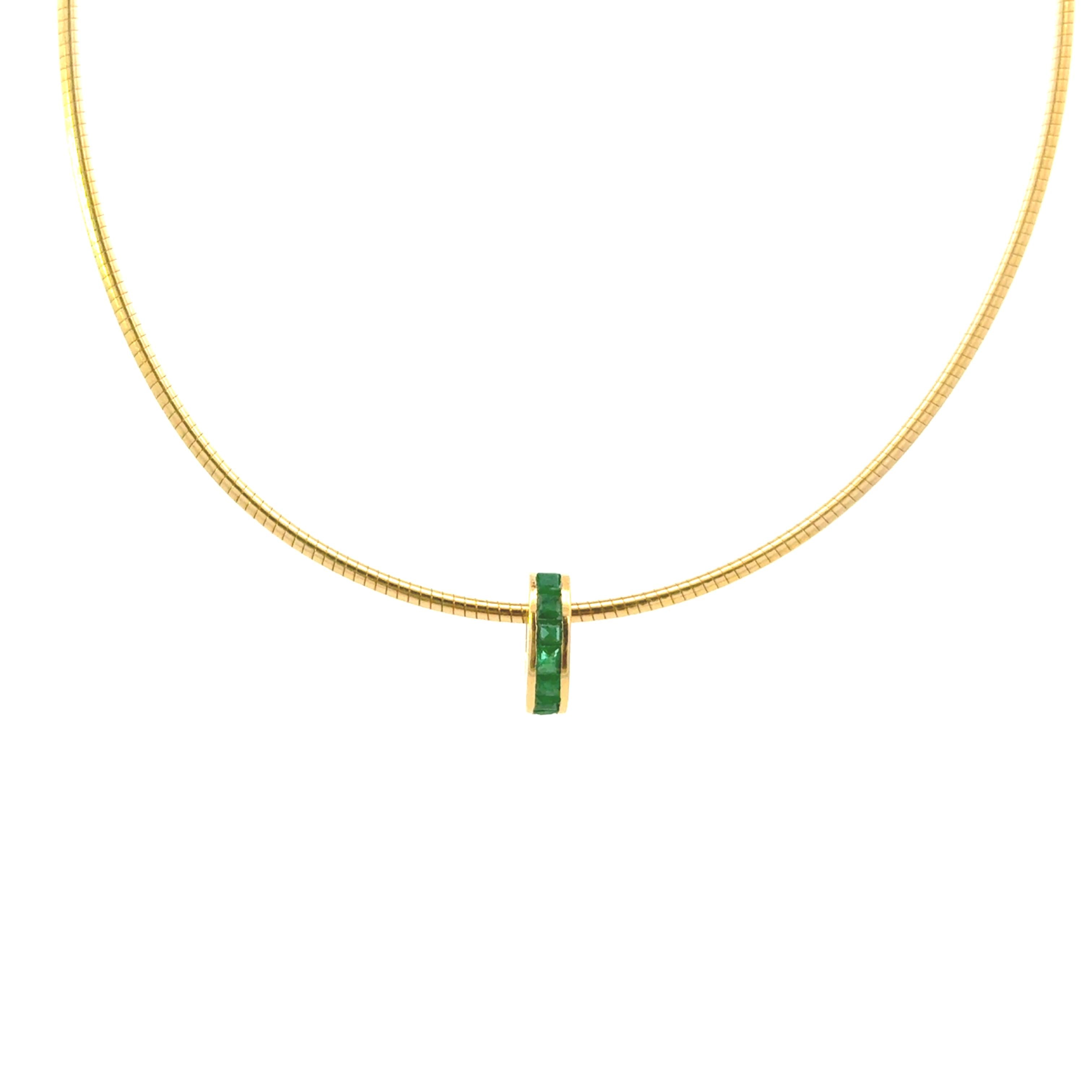 14k Yellow Gold Emerald Rondel Spacer Charm