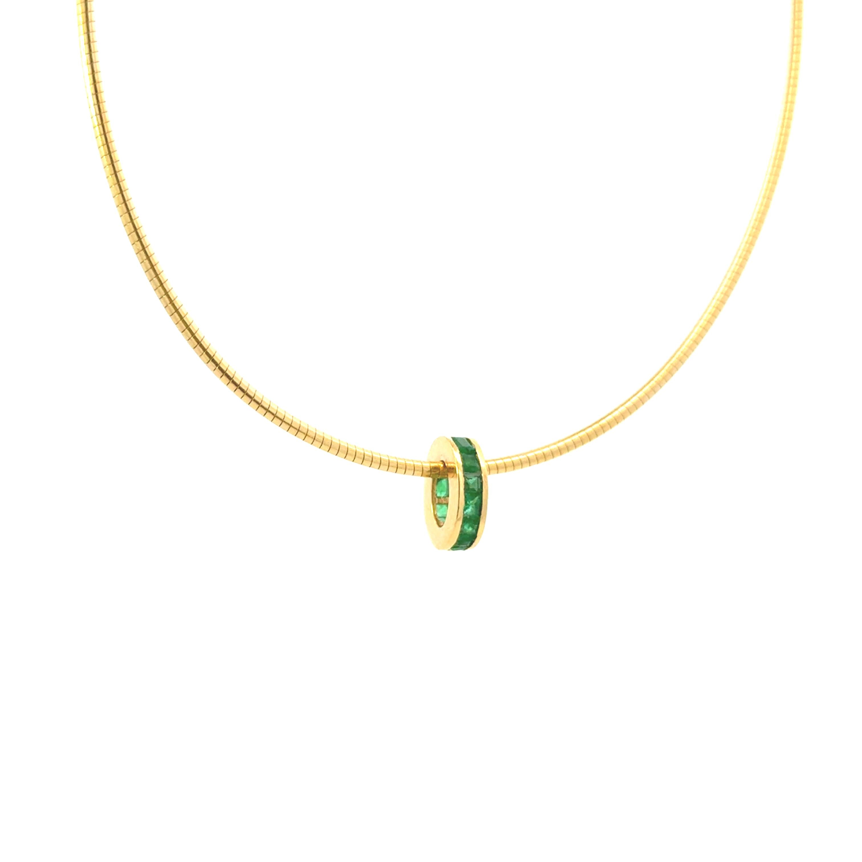 14k Yellow Gold Emerald Rondel Spacer Charm